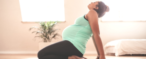 Pregnant woman stretching