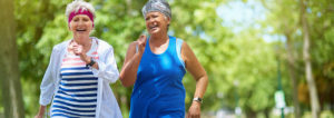 Two women walking