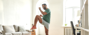Man moving in living room