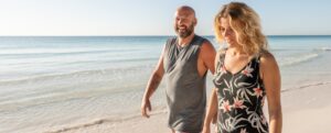 Couple walking on beach