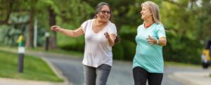 Two women walking