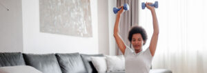 Woman exercising at home